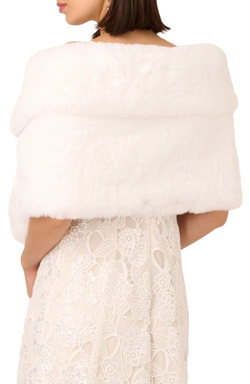 Adrianna Papell Crystal Faux Fur Wrap Capelet In Neutral