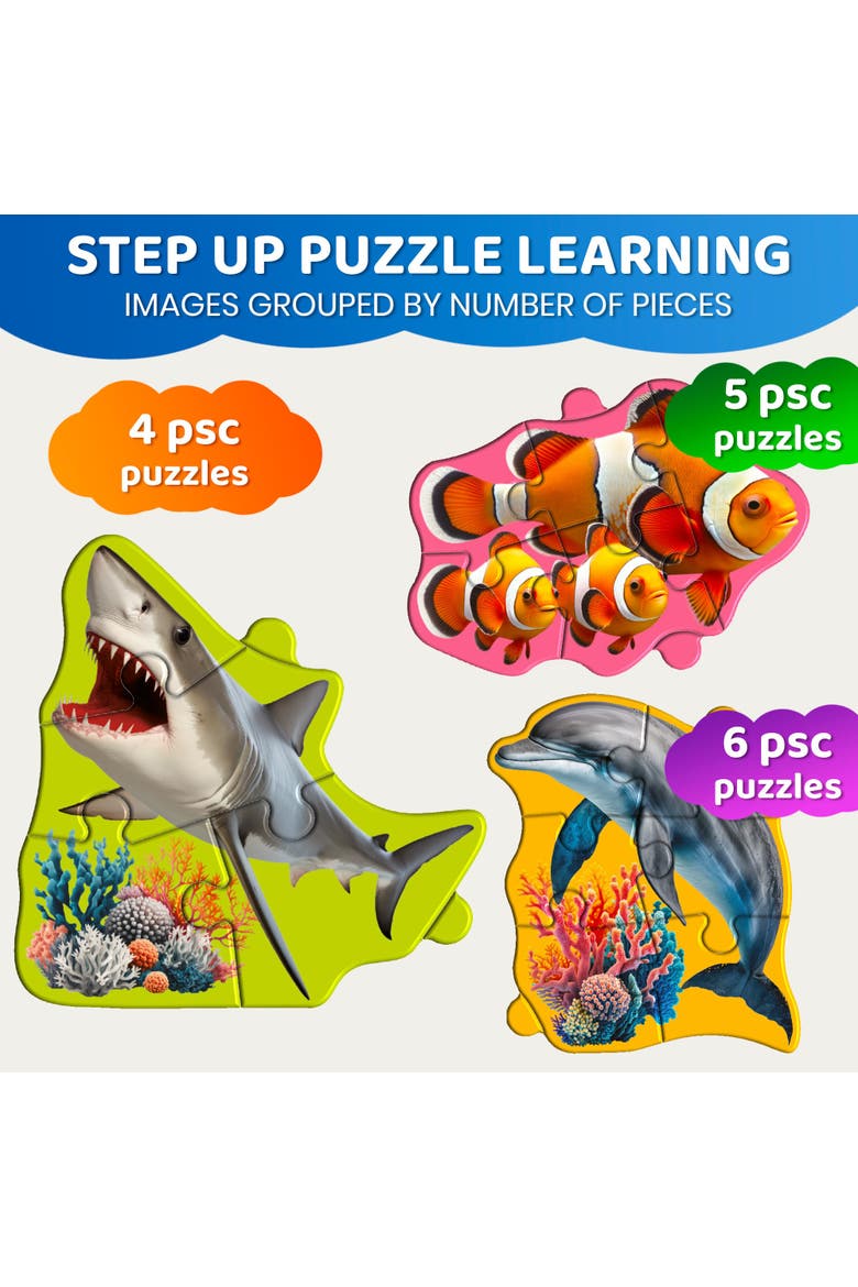 Step Up Magnetic Kids Puzzle Collection - Ocean, Safari & Wild Animals, Alternate, color, Ocean