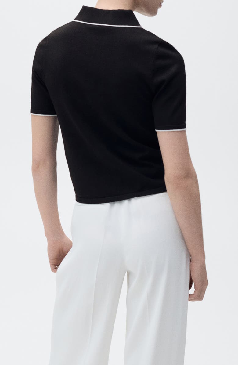 MANGO Tipped Short Sleeve Polo Sweater, Alternate, color,
