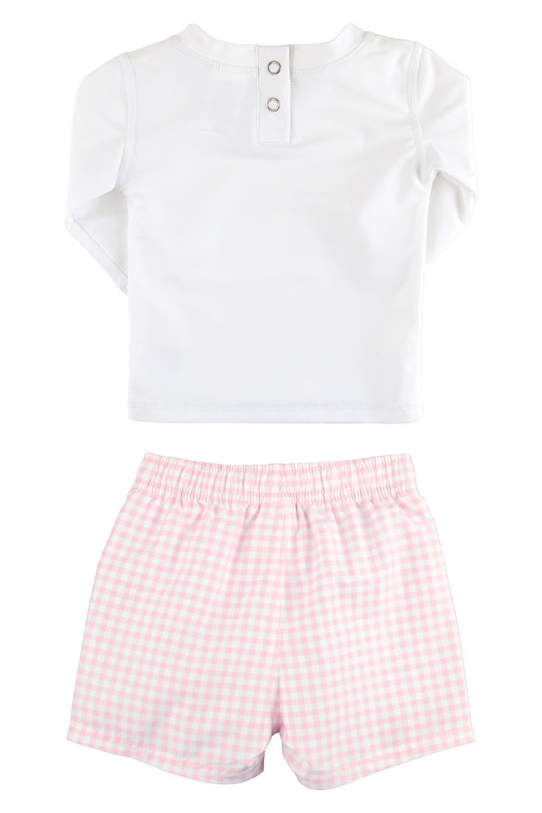 Long Sleeve Two-Piece Rashguard Swimsuit, Alternate, color, PINK GINGHAM