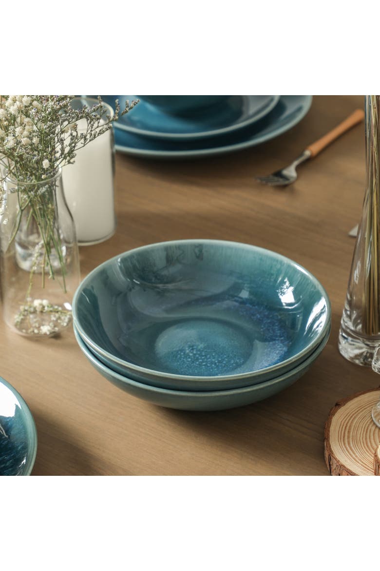 Riley 32-Piece Dinnerware Set Stoneware, Service for 8, Alternate, color, Blue