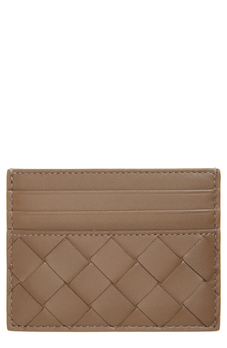 Bottega Veneta Intrecciato Leather Card Case, Main, color, Pinecone-Gold
