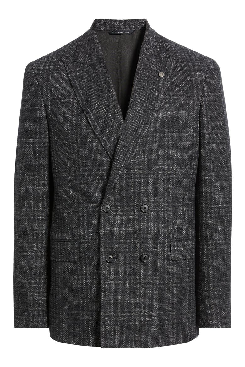 Ridley Slim Fit Windowpane Plaid Wool Blend Sport Coat, Alternate, color, CHARCOAL