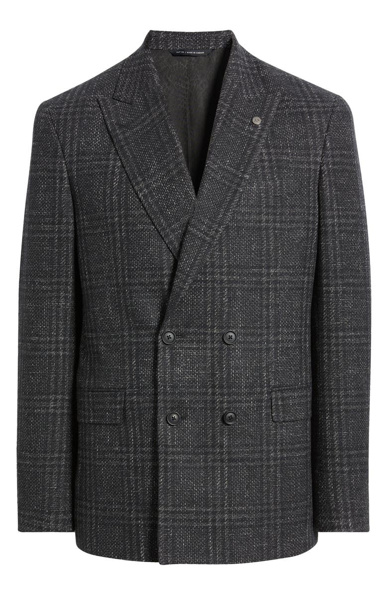 AllSaints Ridley Slim Fit Windowpane Plaid Wool Blend Sport Coat, Alternate, color, Charcoal