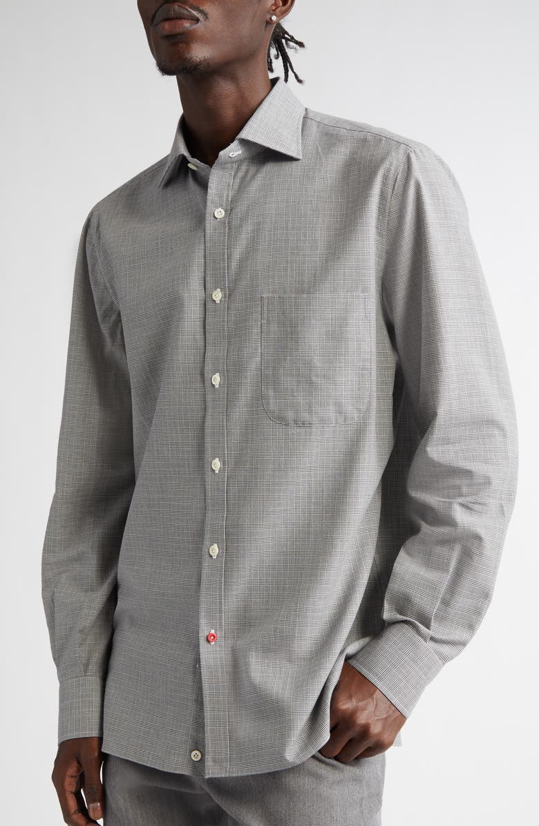 ISAIA Cotton & Cashmere Button-Up Shirt, Alternate, color, Light Grey