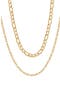 Men's Set of 2 Water Resistant Stainless Steel Figaro Chain Necklaces