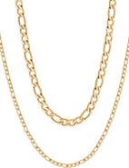 Adornia Men's Set of 2 Water Resistant Stainless Steel Figaro Chain Necklaces