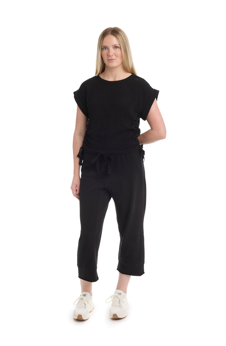 Wilt Round Neck Side Drawstrings Tee, Alternate, color, Black