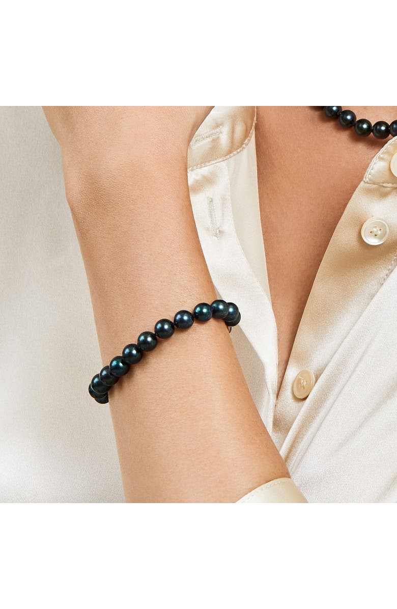 The Pearl Source Akoya Pearl Bracelet 6.5-7mm, Alternate, color, Black Pearl - Gabriella Clasp
