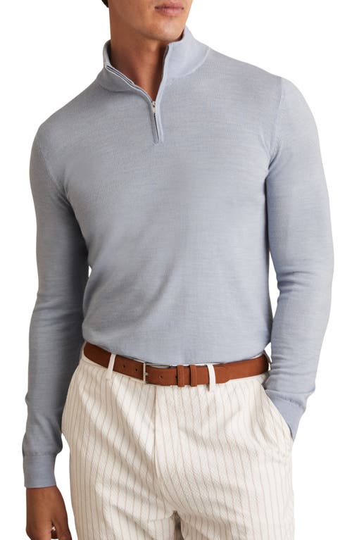Reiss Blackhall Merino Wool Quarter Zip Pullover In Blue