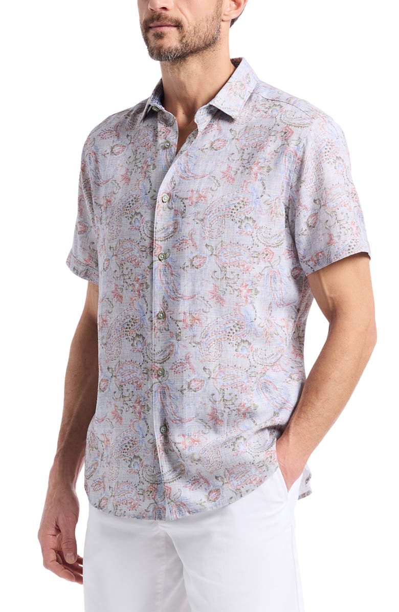 Robert Graham Windsong Floral Paisley Short Sleeve Button-Up Shirt, Alternate, color, 