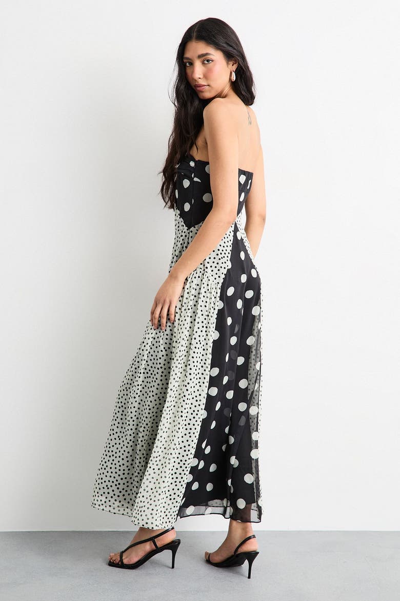 Printed Bandeau Seam Detail Midi Dress, Alternate, color, Mono