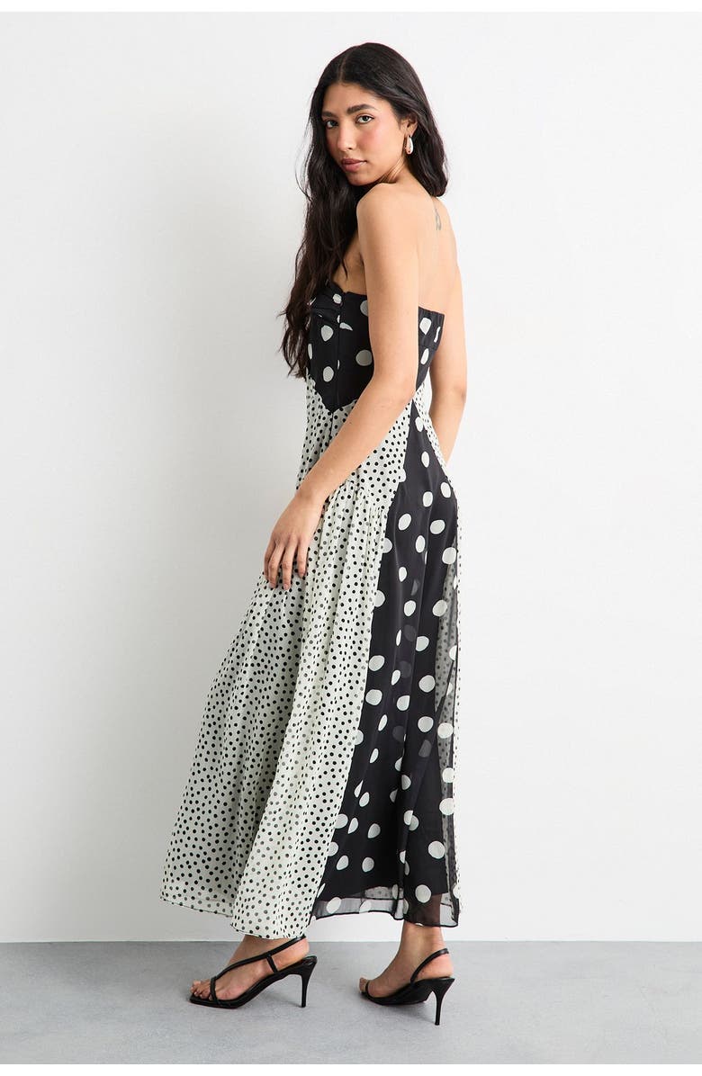 Warehouse Printed Bandeau Seam Detail Midi Dress, Alternate, color, Mono