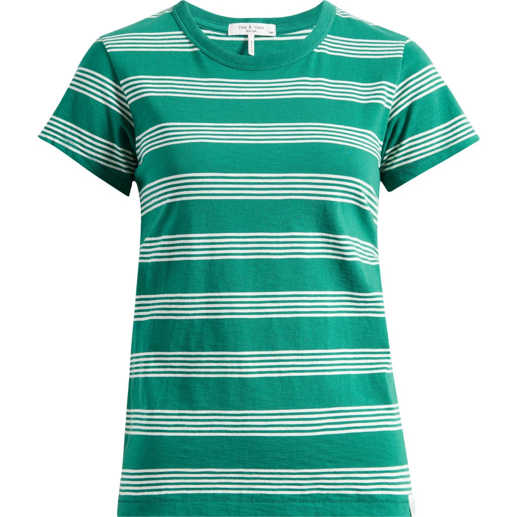 Rag & Bone Womens Green Mult Striped Short-sleeved Organic-cotton T-shirt In Green Multi