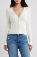 PAIGE Eyelet Detail Rib Cardigan