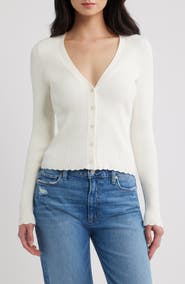PAIGE Eyelet Detail Rib Cardigan