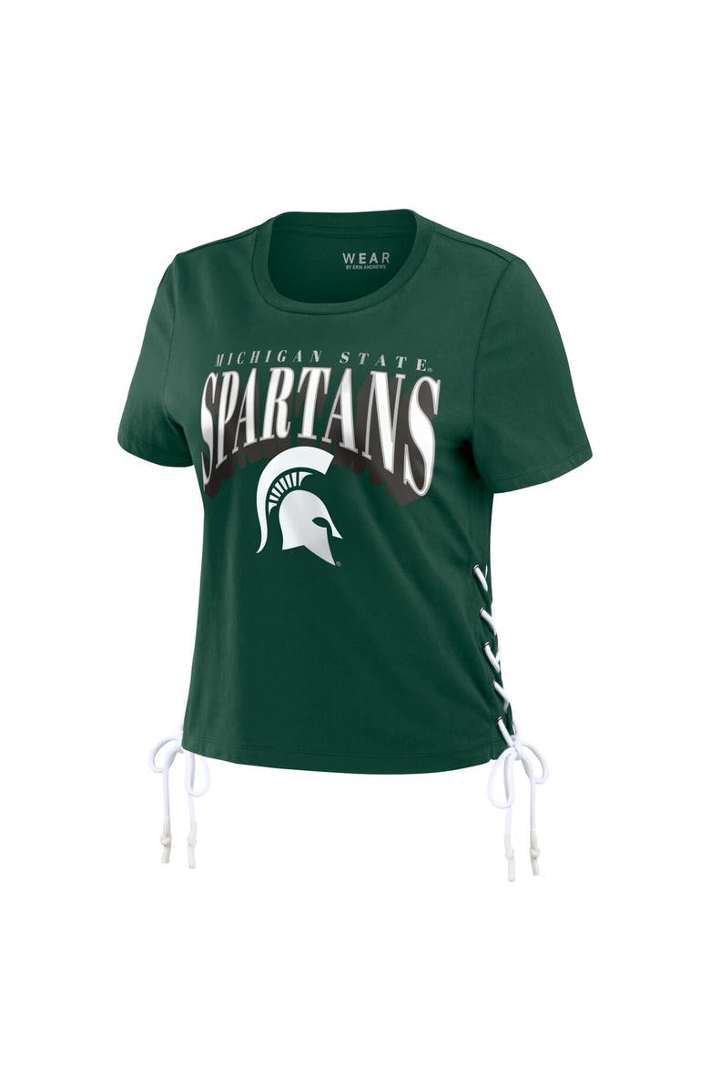 WEAR by Erin Andrews Women's WEAR by Erin Andrews Green Michigan State Spartans Side Lace-Up Modest Crop T-Shirt, Alternate, color, Green