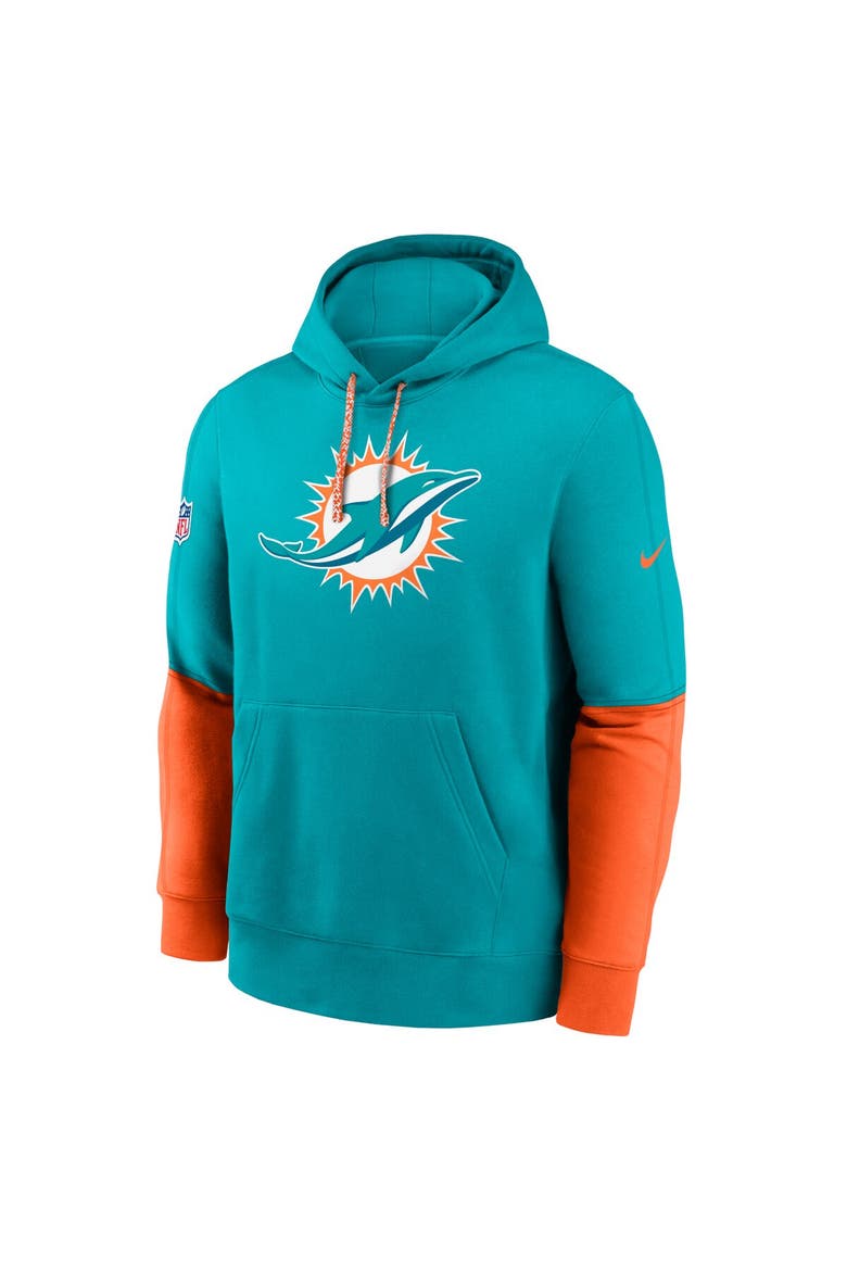 Men's Nike Aqua Miami Dolphins 2024 Sideline Club Pullover Hoodie, Alternate, color, Aqua