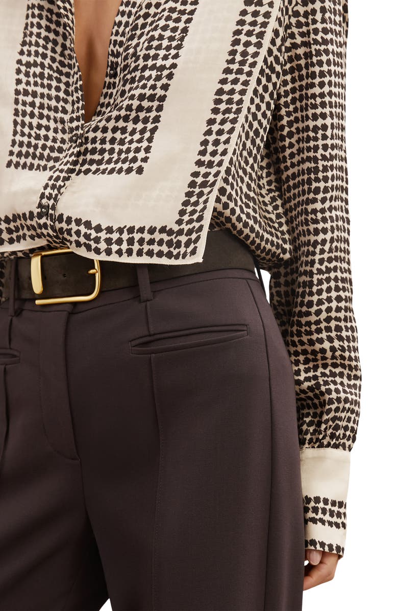 Reiss Harper Houndstooth Tuxedo Bib Button-Up Shirt, Alternate, color, Ivory/ Black