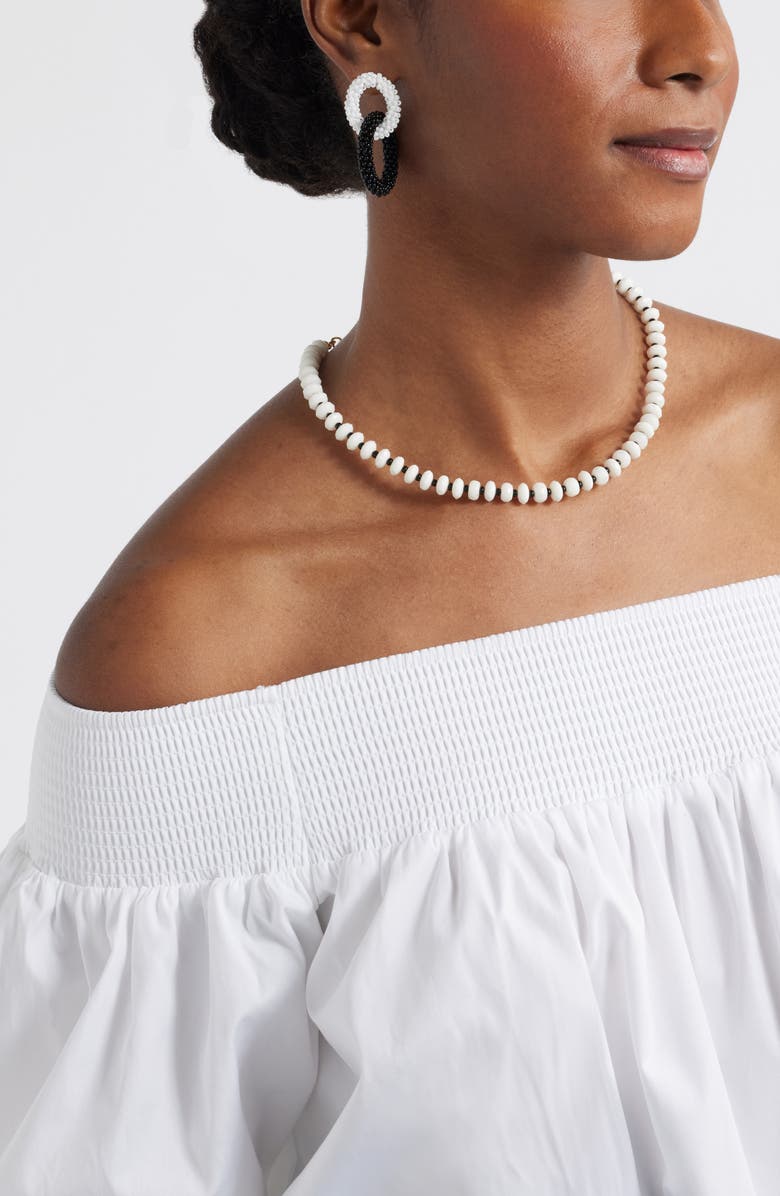 Nordstrom Color Pop Double Hoop Earrings, Alternate, color, White- Black