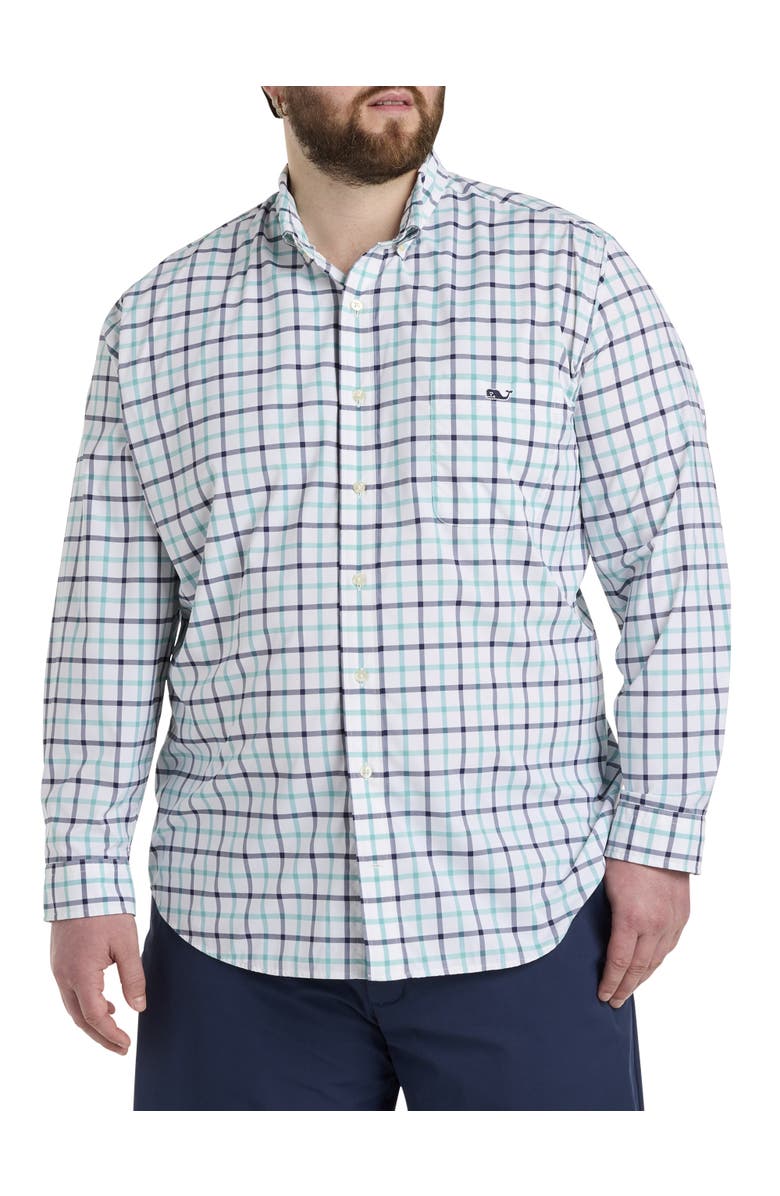 vineyard vines Big & Tall On-The-Go Check Sport Shirt, Alternate, color, Lagoon Tide