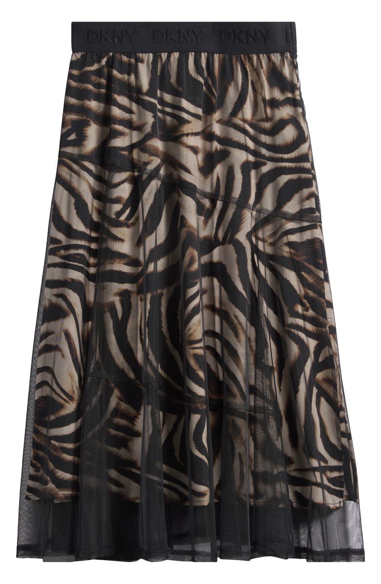 DKNY Zebra Stripe Layered Mesh A-Line Skirt, Alternate, color, Blurred Zebra