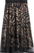 DKNY Zebra Stripe Layered Mesh A-Line Skirt