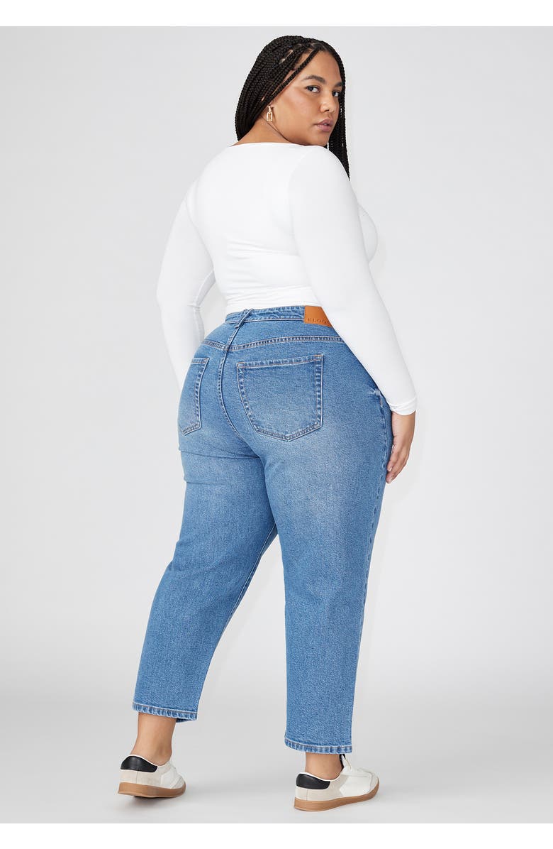 ELOQUII The Naomi Comfort Stretch Straight Leg Jean Crop, Alternate, color, Medium Wash Denim