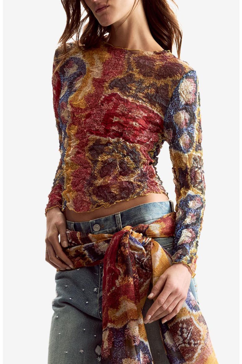 Abstract Print Long Sleeve Shirt, Main, color, YELLOW