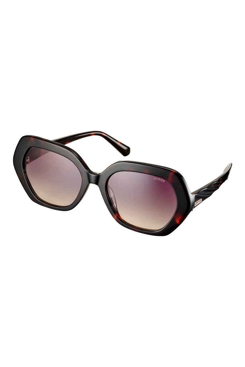 55mm Gradient Round Sunglasses, Alternate, color, DARK HAVANA / GRADIENT GREEN