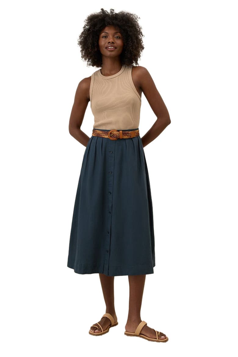 Organic Cotton Sunset Lightweight Cotton Button Skirt, Alternate, color, Midnight Blue