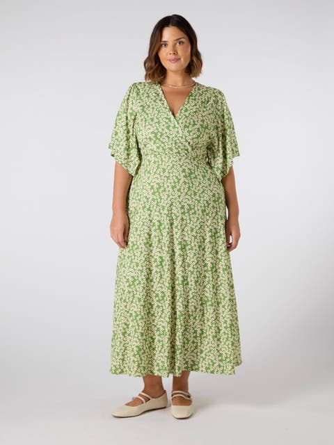 Jersey Angel Sleeve Wrap Dress