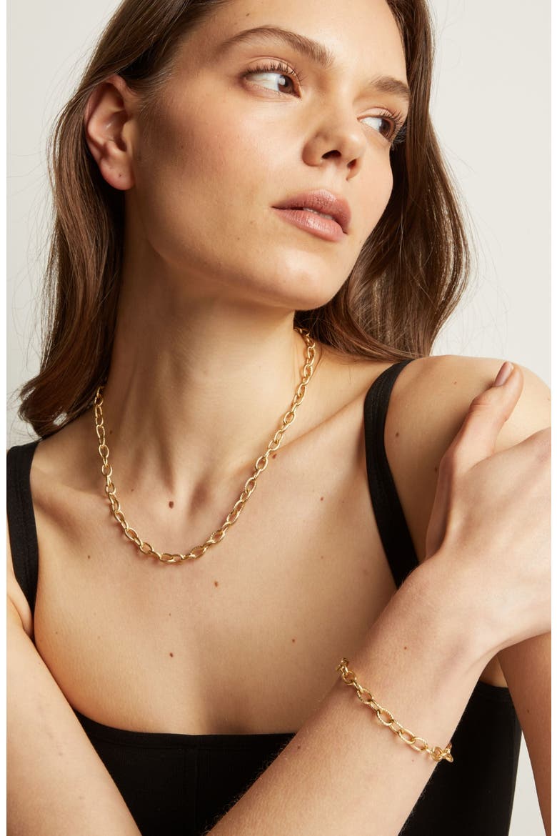Link Chain Necklace, Alternate, color, Gold Plated Stainless Steel