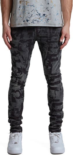 Grunge Print Skinny Fit Stretch Jeans