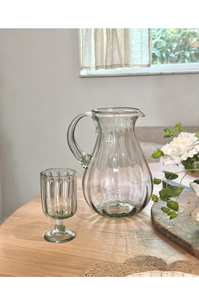 Villa Lua Home Handblown Fluted Pitcher, Alternate, color, Black