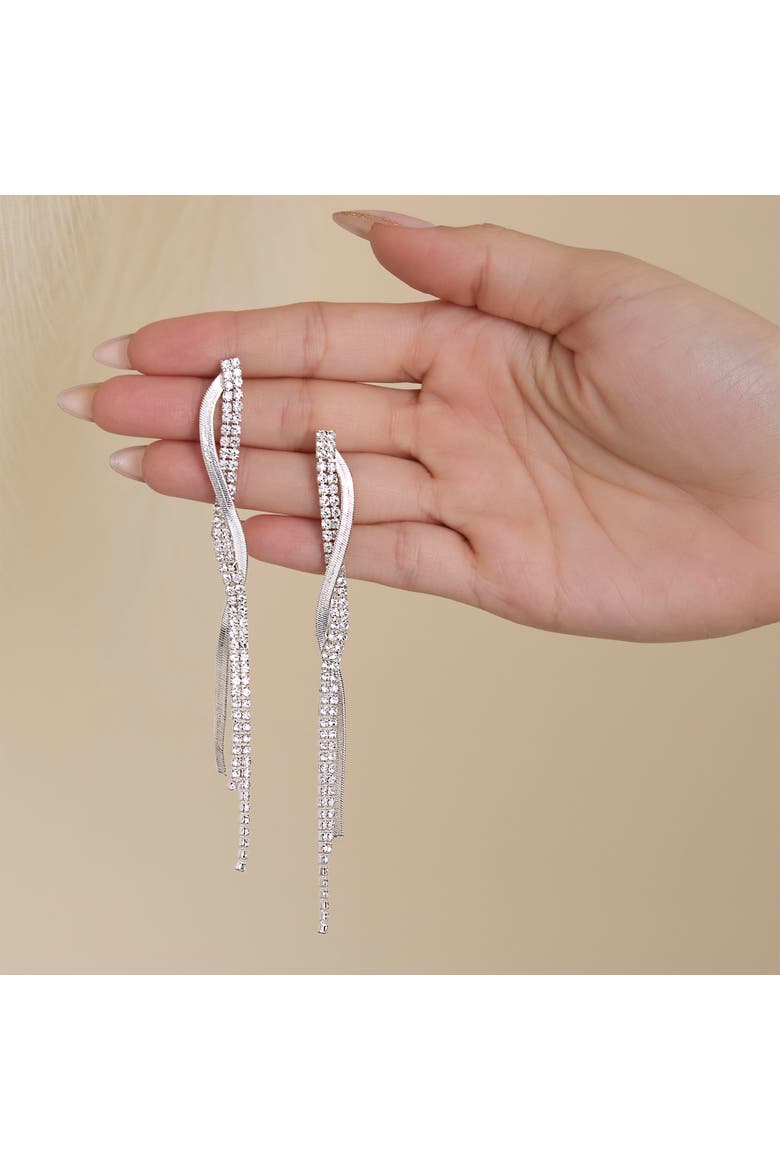 Silver Linear Drop Earrings, Alternate, color, Silver