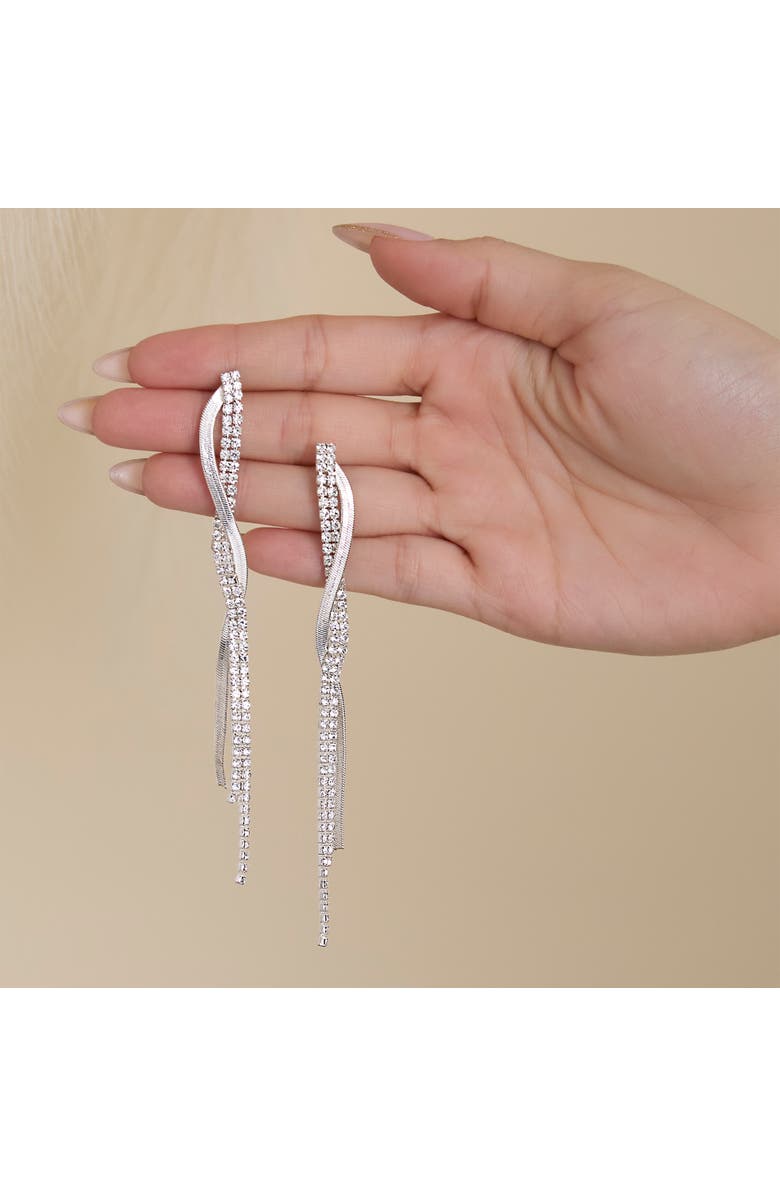 Jessica Simpson Silver Linear Drop Earrings, Alternate, color, 