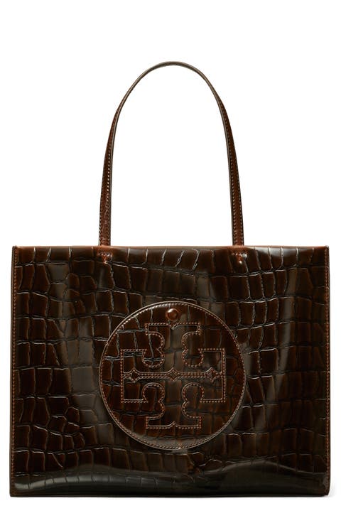 Small Ella Croc Embossed Leather Tote