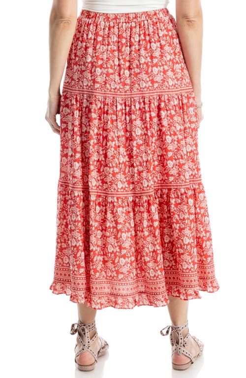 Shop Max Studio Floral Wreath Print Tiered Cotton Blend Maxi Skirt