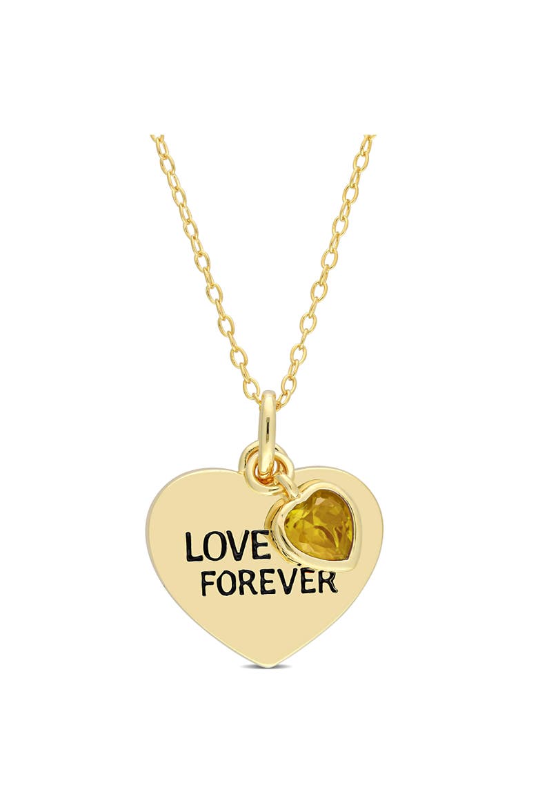 LOVE YOU FOREVER Heart Necklace Plated Silver, Main, color, Citrine