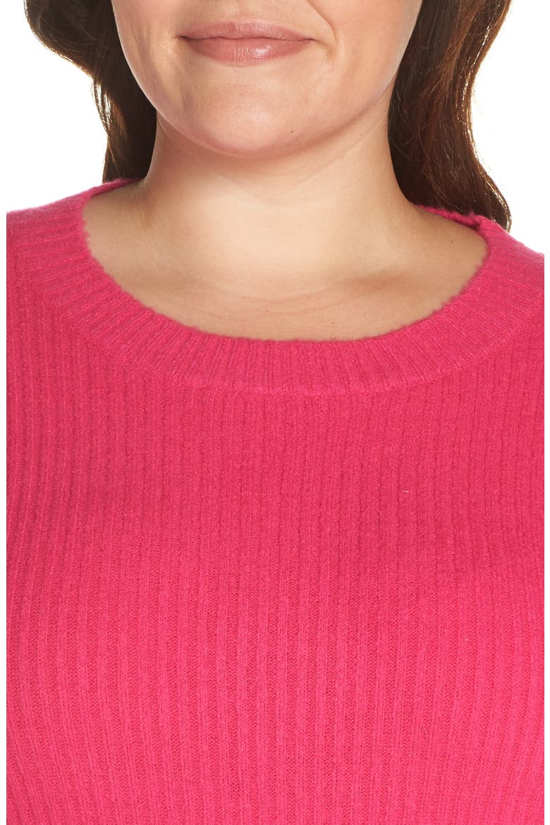Pleat Sleeve Sweater, Alternate, color, HOT PINK