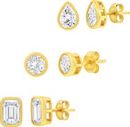 SIMONA Set of 3 Cubic Zirconia Stud Earrings
