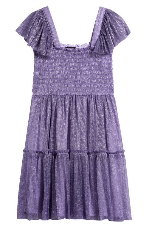 Zunie Kids' Flutter Sleeve Plissé Party Dress in Lilac 