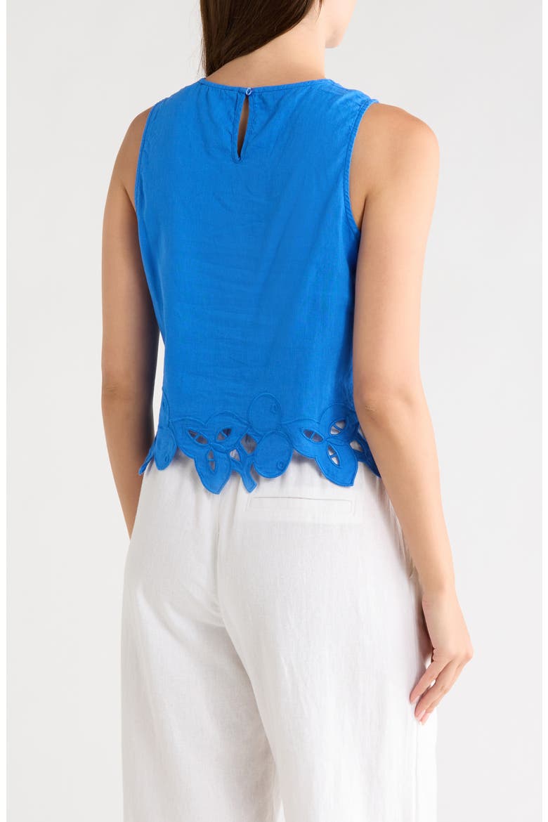 Embroidered Hem Crop Linen Blend Tank, Alternate, color, BLUE BLISS