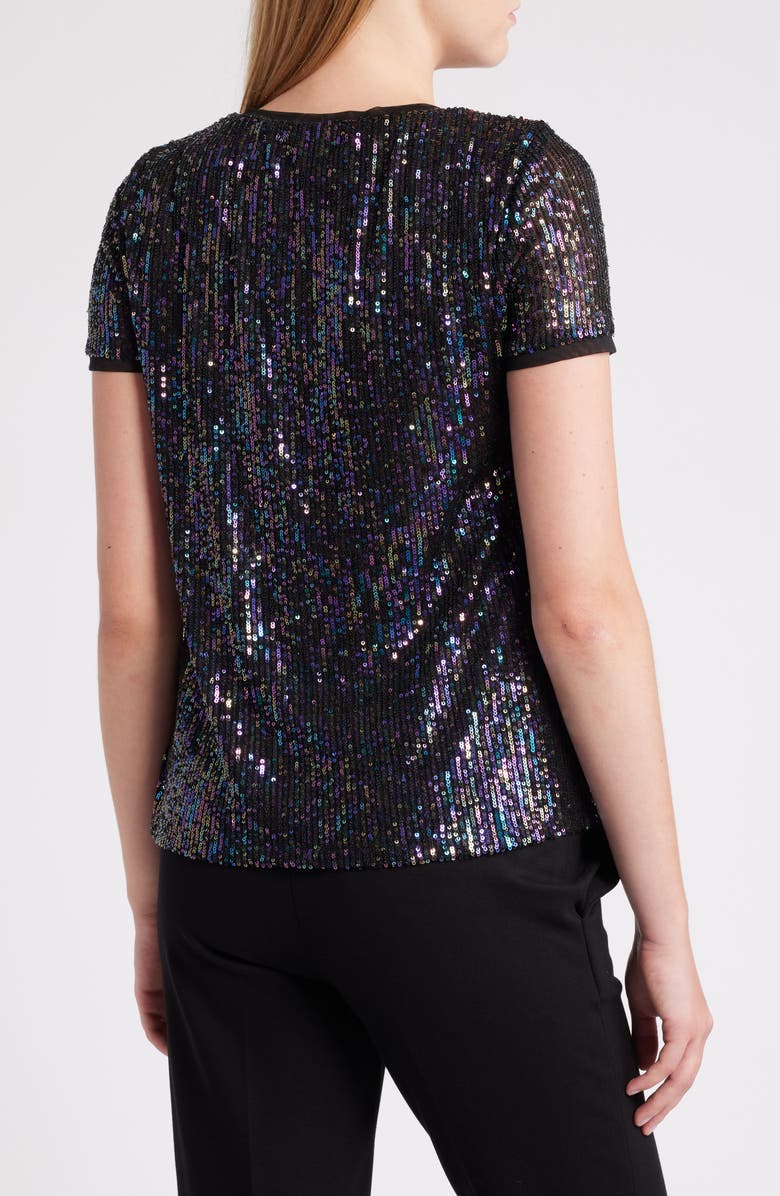 Anne Klein Iridescent Sequin Mesh Top, Alternate, color,