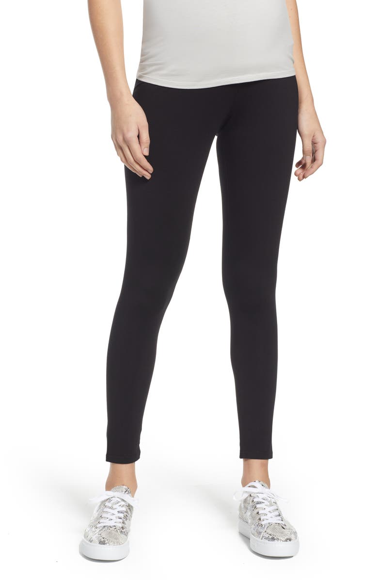 Angel Maternity 2-Pack Belly Support Maternity 7/8 Leggings, Alternate, color, Black