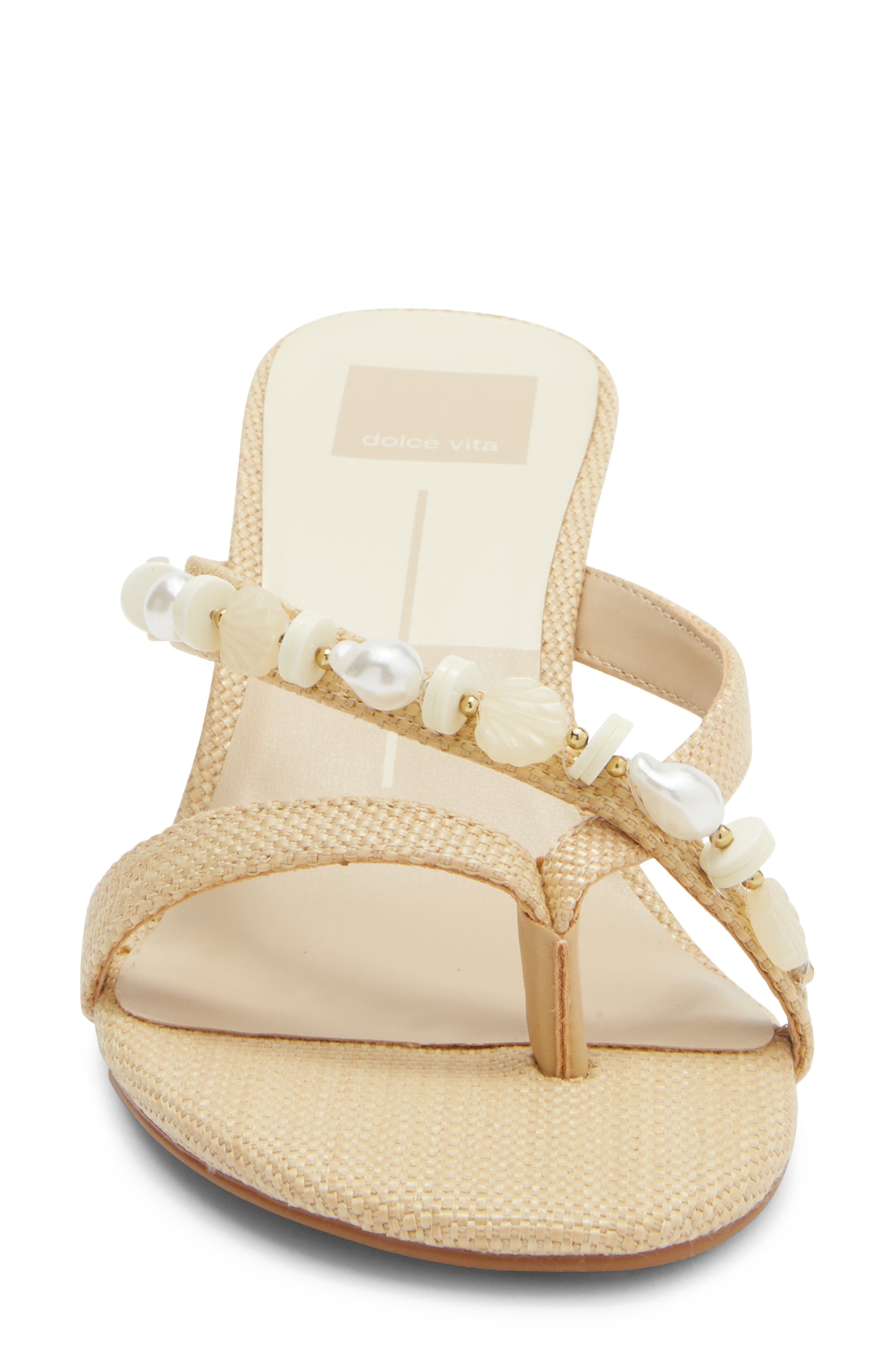 Daisy Embellished Slide Sandal, Alternate, color, LIGHT NATURAL RAFFIA