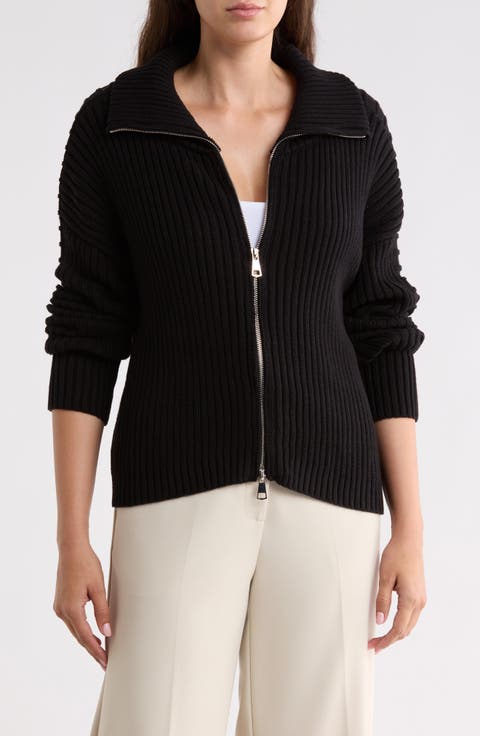 Ribbed Zip-Up Sweater
