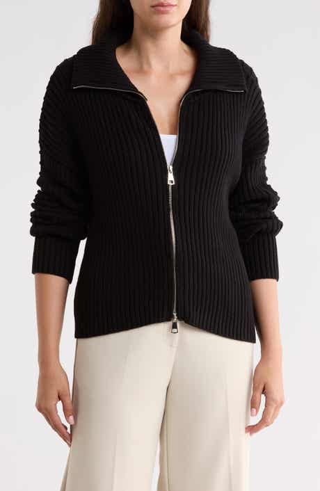 Ribbed Zip-Up Sweater
