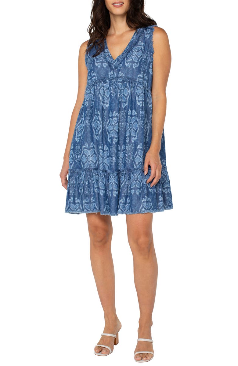 Liverpool Los Angeles Ruffle Tiered Dress, Alternate, color, Tribal Allover